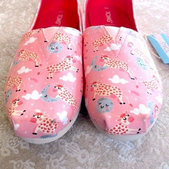 Brand New Toms Pink Blossom Over the Moon Print Cows Slip On Shoes Flats - Picture 7 of 14